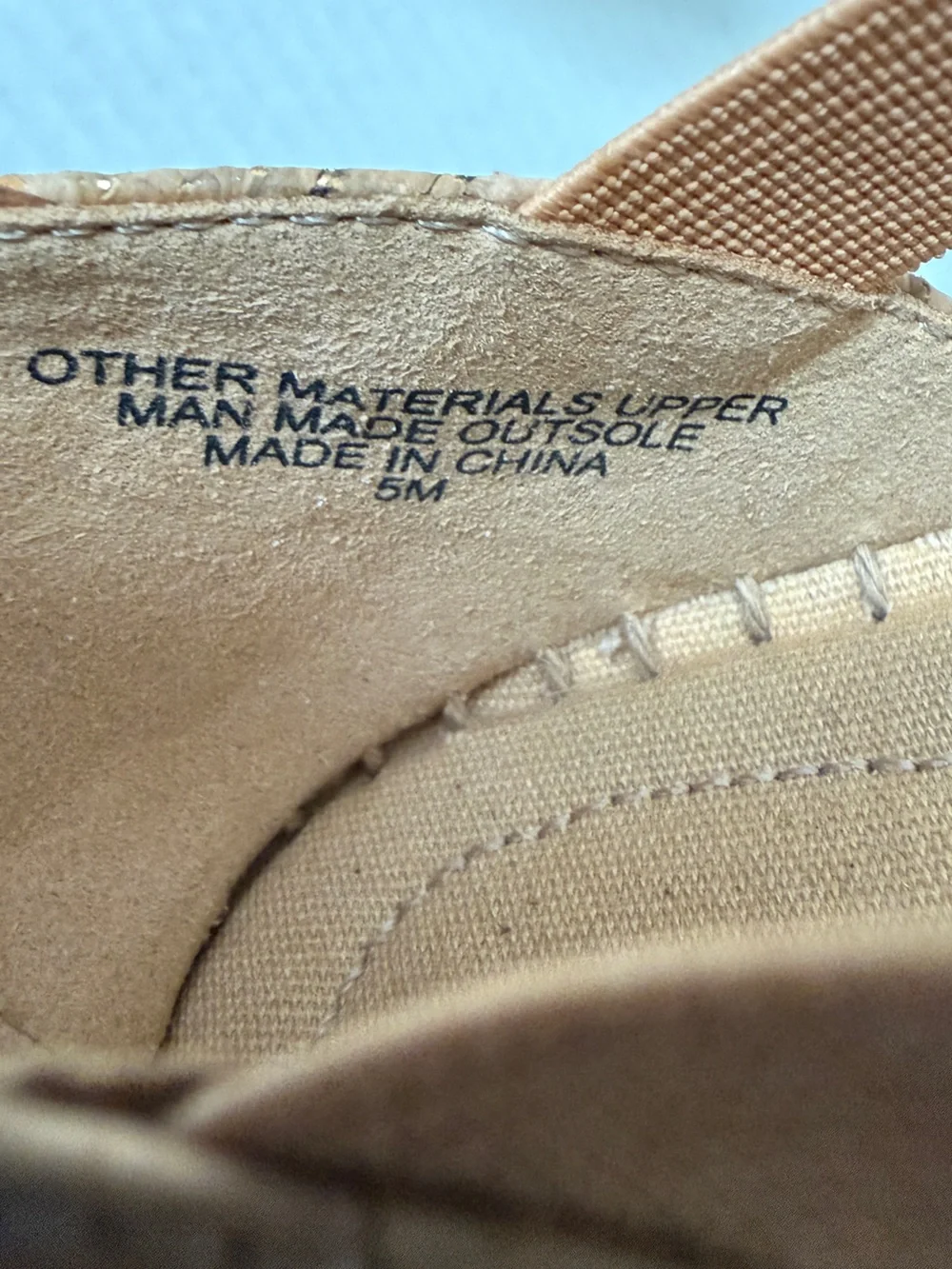 Talbots Ilyssa Tan Cork Espadrille Flat Sandals Stretch Straps Women's Size 5M